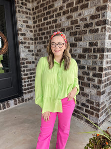 Lime Tiered Ruffle Top