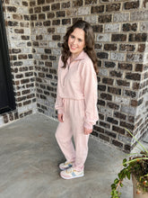 Load image into Gallery viewer, Pink Longsleeve Sweat Jumpsuit
