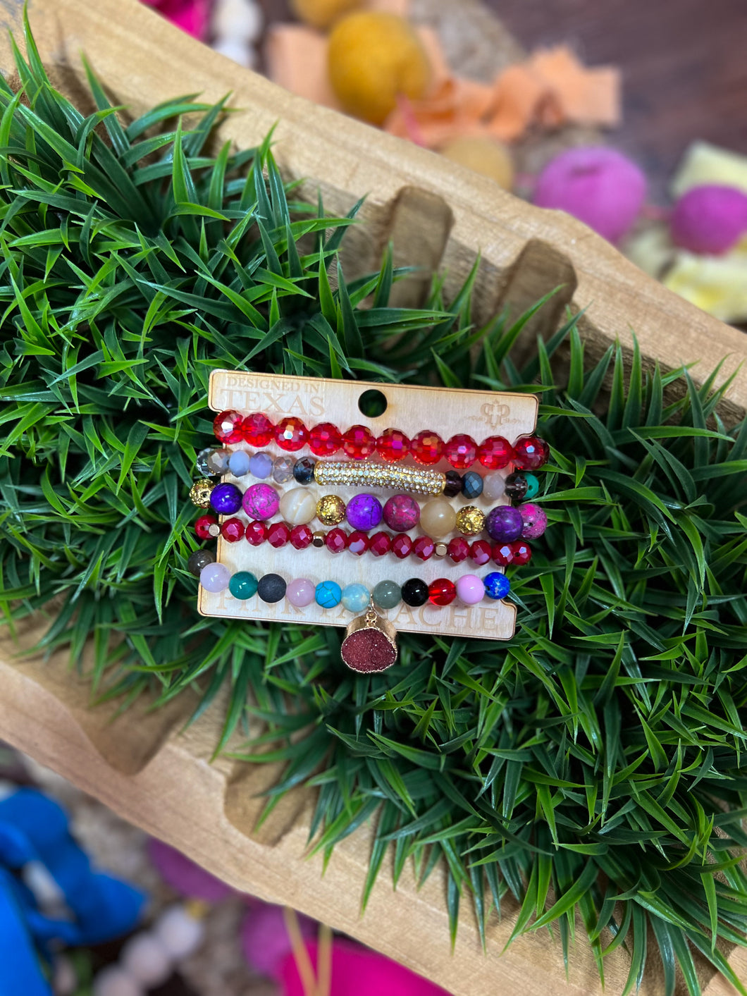 Pave Tube Bead Multicolor Bracelet Set