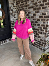 Load image into Gallery viewer, Fuchsia Colorblock Sleeve Top

