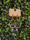 Gold and Fuchsia Beaded Teardrop