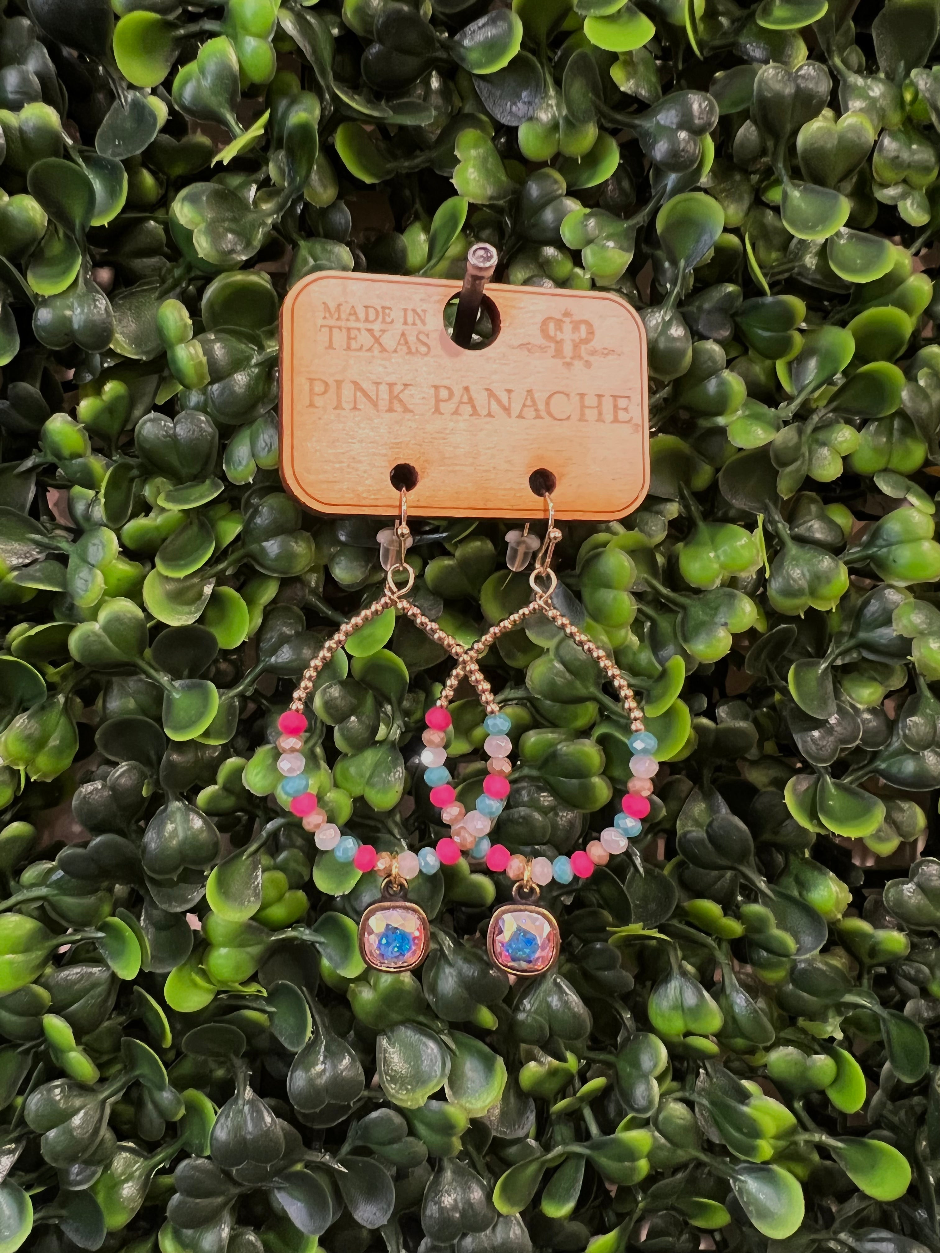 Gold and Fuchsia Beaded Teardrop
