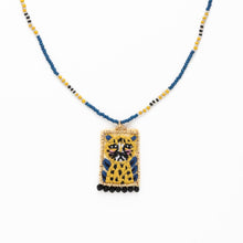 Load image into Gallery viewer, Robin Beaded Necklace with Embroidered Cheetah

