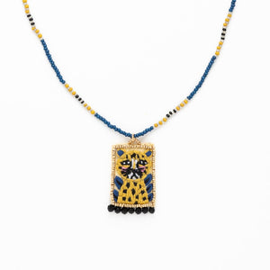 Robin Beaded Necklace with Embroidered Cheetah