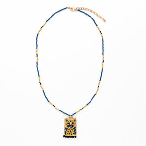 Robin Beaded Necklace with Embroidered Cheetah