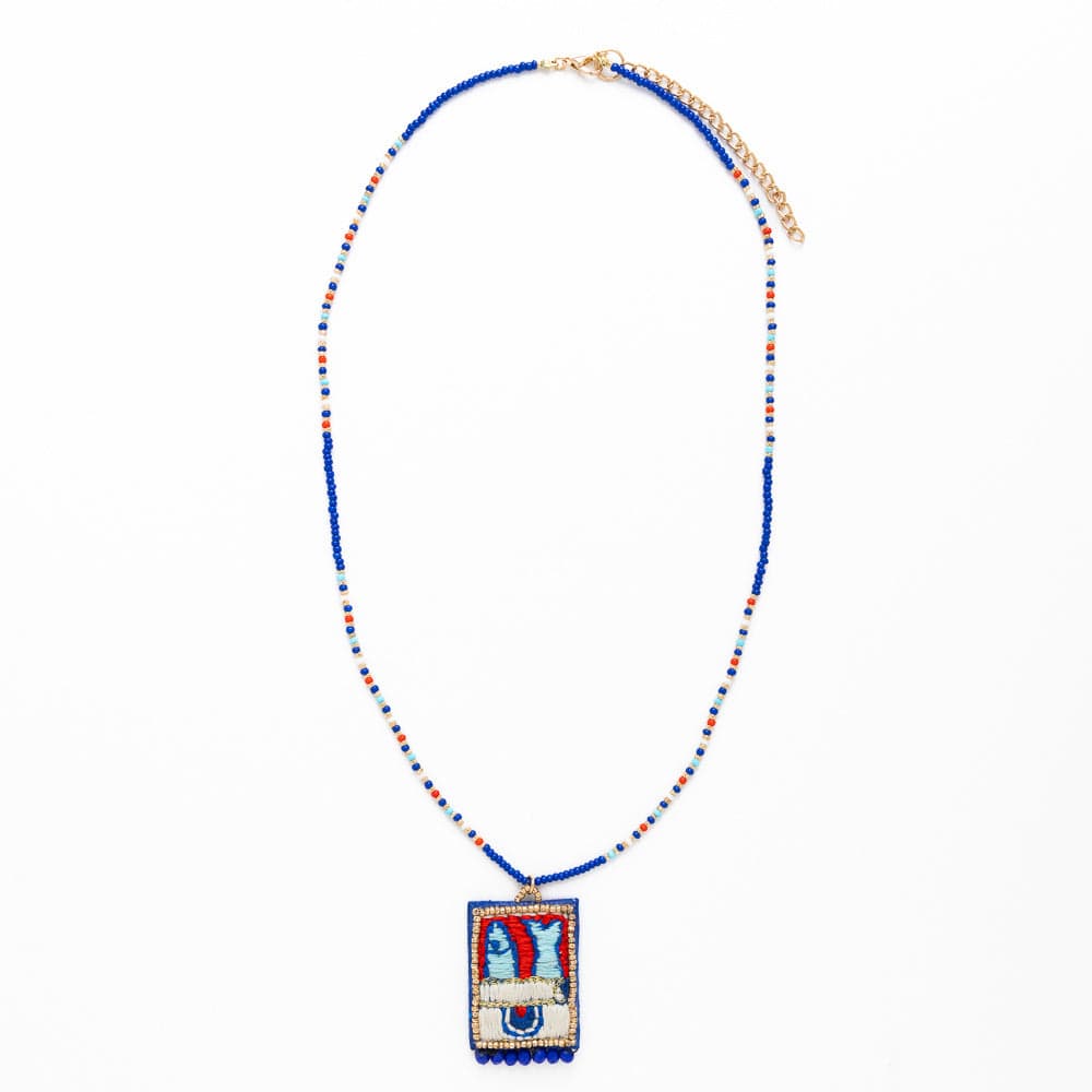 Robin Beaded Necklace with Embroidered Sardine