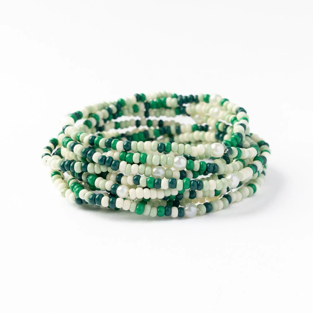 Sage Confetti Bracelet Set Green