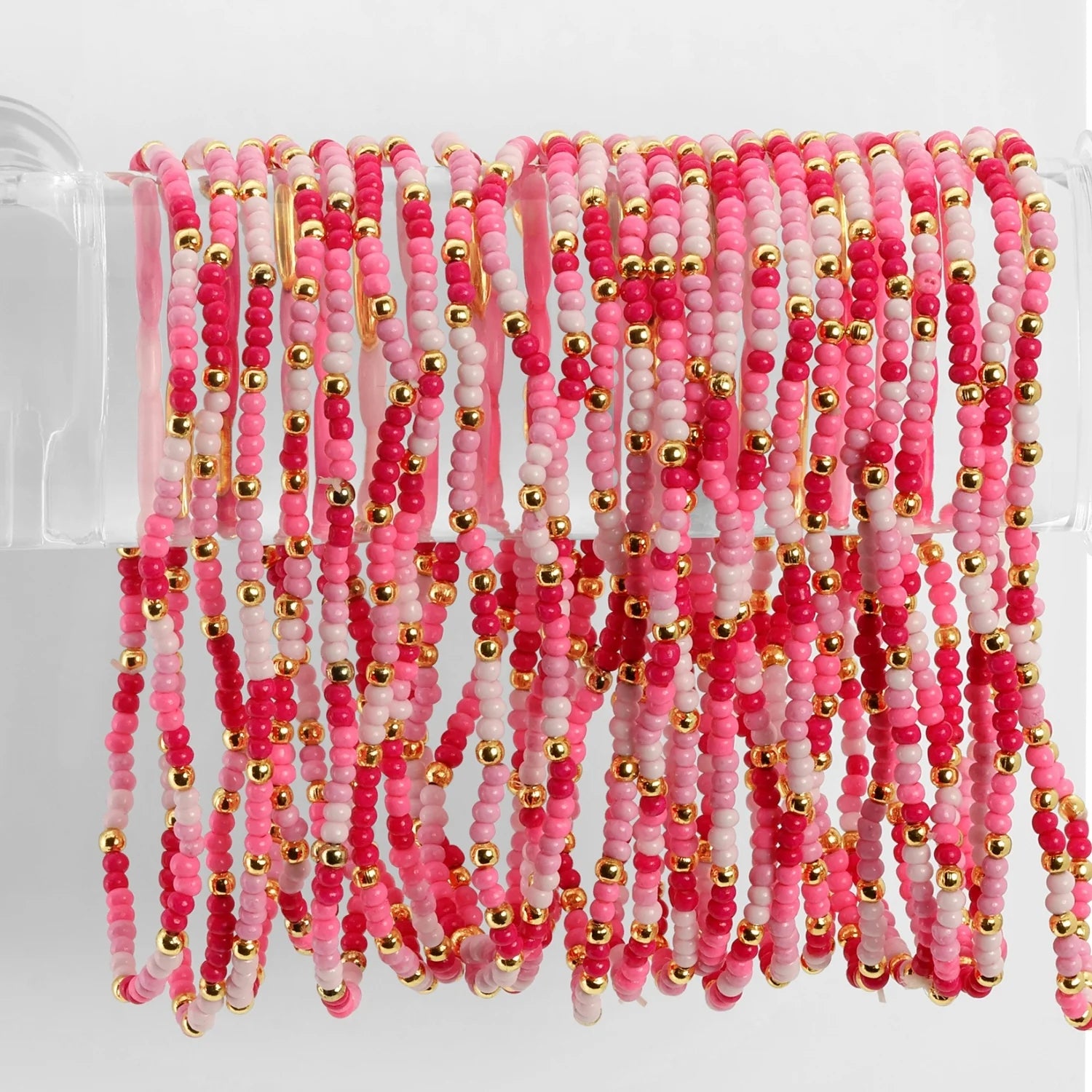 Pink Seed Bead Stretch Bracelet