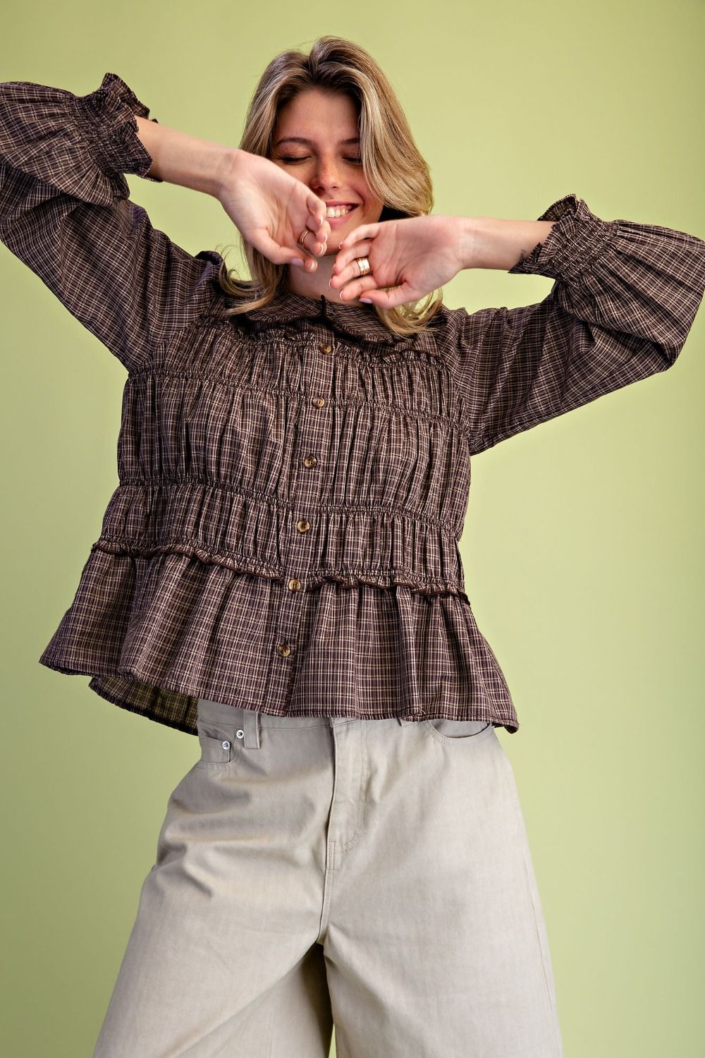 Plaid Peter Pan Collar Button Down