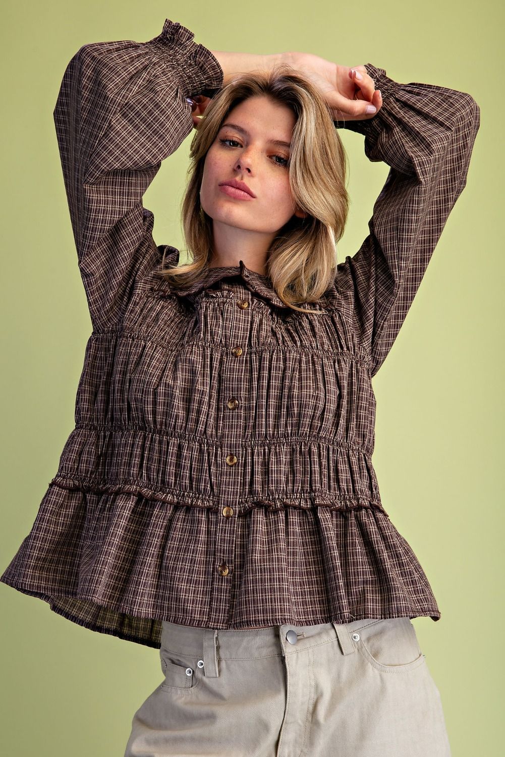 Plaid Peter Pan Collar Button Down