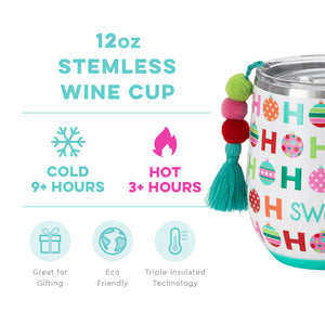 Swig 12oz Stemless Wine Cup HoHoHo