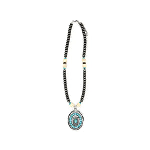Navajo Necklace with Ivory/Turquoise Accents 20"