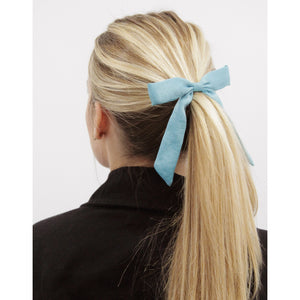 Banded Satin Bow Ponies Gold + Teal