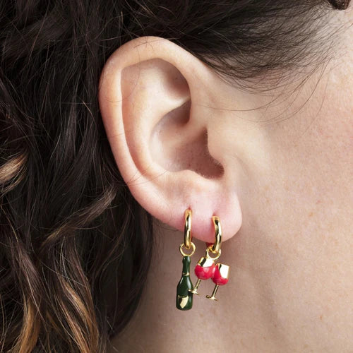 Wine & Glass Hoop Earring
