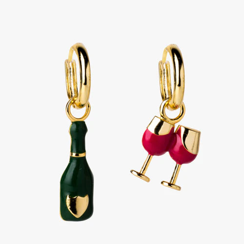 Wine & Glass Hoop Earring