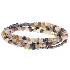 Stone Wrap Bracelet/Necklace - Tourmaline Hematite