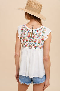 Buttercream Floral Embroidered Blouse