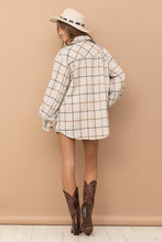 Load image into Gallery viewer, Beige Plaid Textured Shirt Jacket
