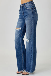 High Rise Ripped Wide Leg Jeans