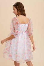 Load image into Gallery viewer, Pink Floral Organza Babydoll Dress
