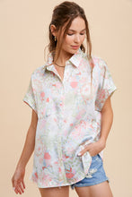 Load image into Gallery viewer, Green Tea Patterned Satin Top
