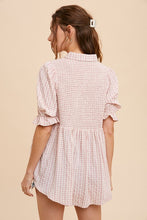 Load image into Gallery viewer, Dusty Pink Smocked Plaid Button Down
