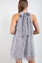 Load image into Gallery viewer, Ice Gray Flower Patch High Neck Dress
