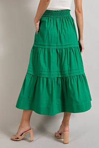 Kelly Green Tiered Maxi Skirt