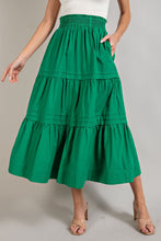 Load image into Gallery viewer, Kelly Green Tiered Maxi Skirt

