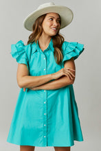 Load image into Gallery viewer, Turquoise Cheers Poplin Dress
