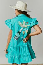 Load image into Gallery viewer, Turquoise Cheers Poplin Dress
