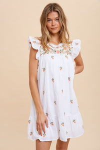 All Over Embroidered Mini Dress
