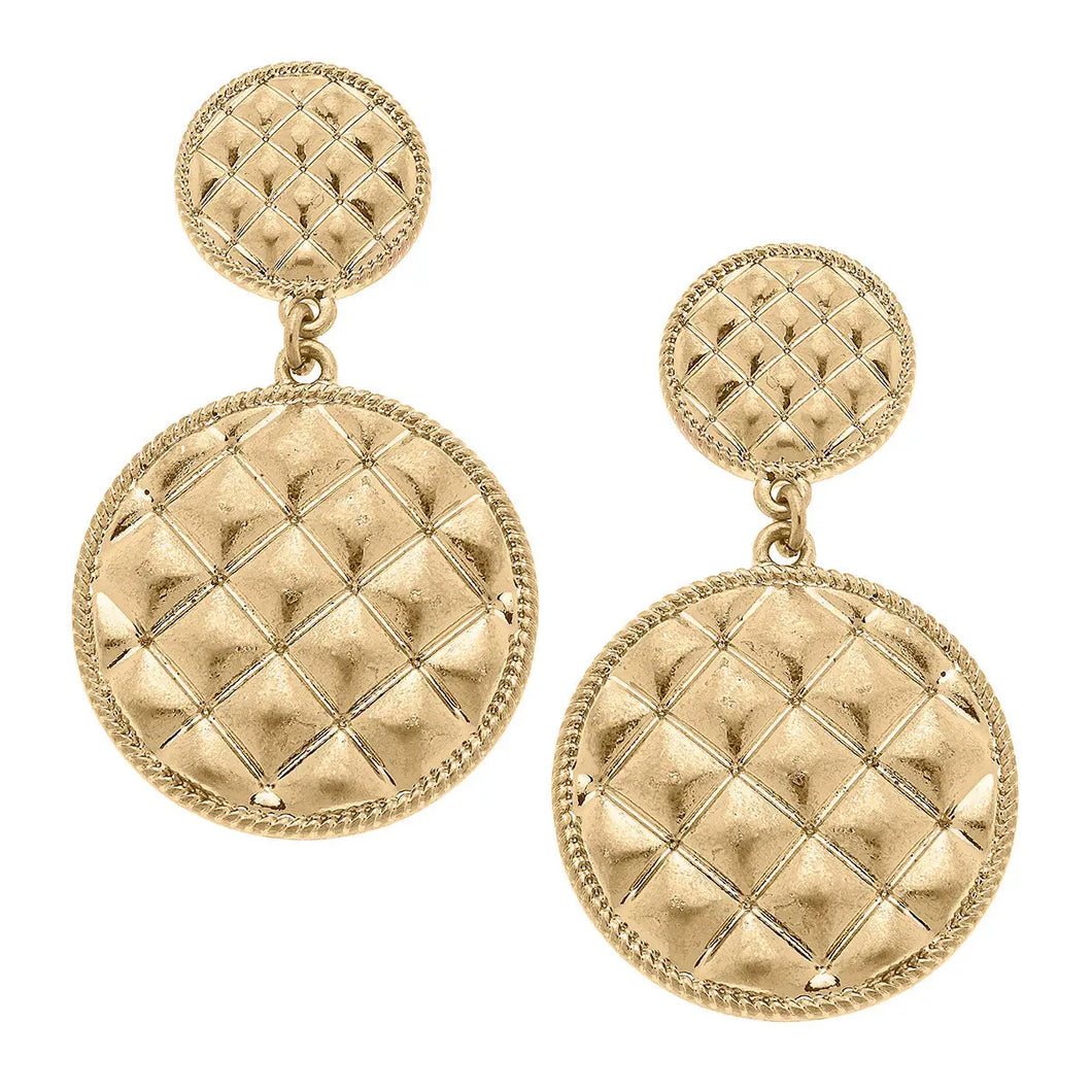 Christine Quilted Metal Round Hoop Gold