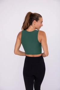 Green Cropped Fitted Muscle Tee