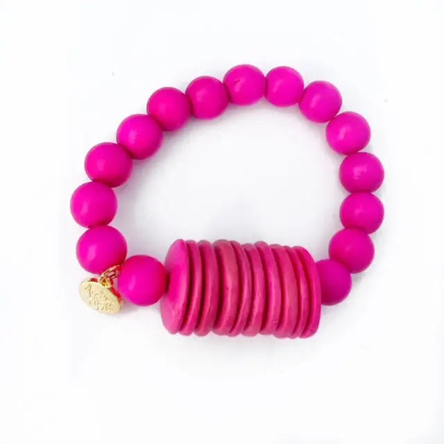 Audra Style Monochrome Pink Disk Stacking Bracelet