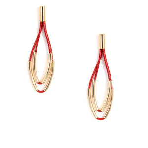Red Beaded Rope Drop Earrings