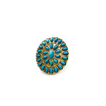 Load image into Gallery viewer, Adjustable Gold and Turquoise Cluster Ring
