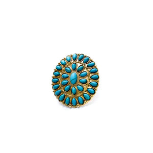 Adjustable Gold and Turquoise Cluster Ring