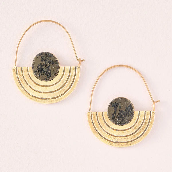 Stone Orbit Earring Pyrite/Gold