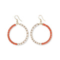 Coral Half and Half Cream Sequin Dangle Hoop