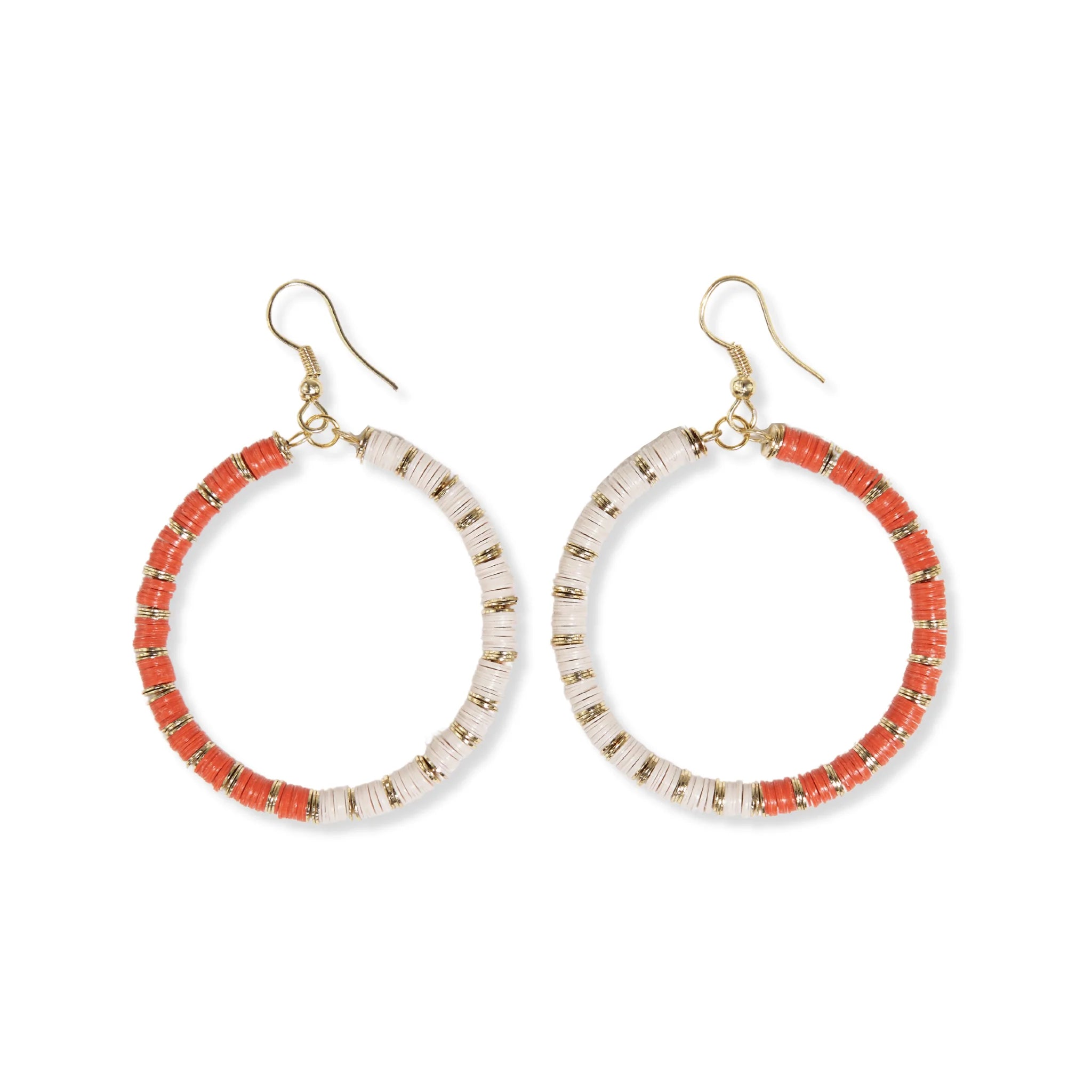 Coral Half and Half Cream Sequin Dangle Hoop