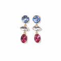 Blue/Hot Pink 3 Tier Crystal Earring
