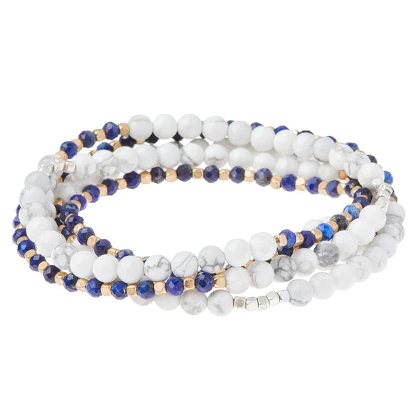 Stone Duo Wrap - Howlite/Lapis Gold and Silver