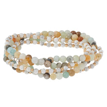 Load image into Gallery viewer, Stone Duo Wrap - Amazonite/Howlite Gold and Silver
