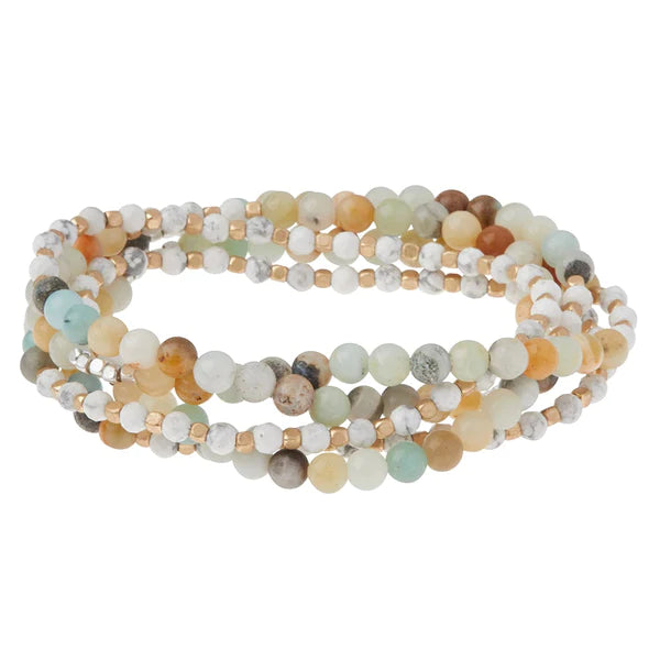 Stone Duo Wrap - Amazonite/Howlite Gold and Silver