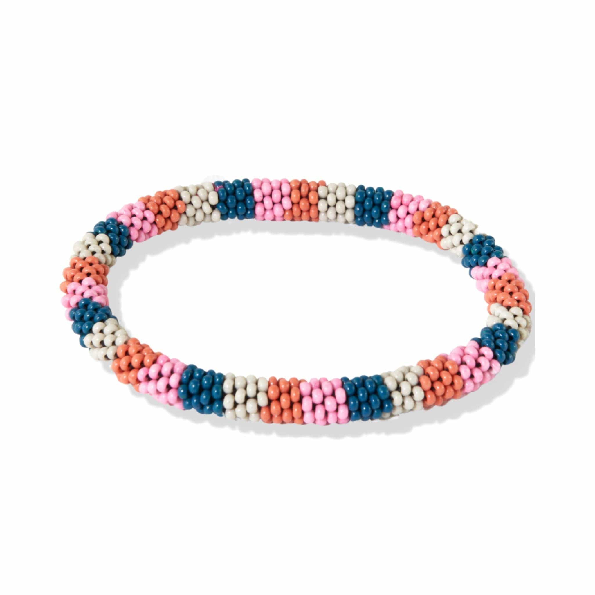 Peacock Pink Multi Stripe Slide and Stack Bracelet