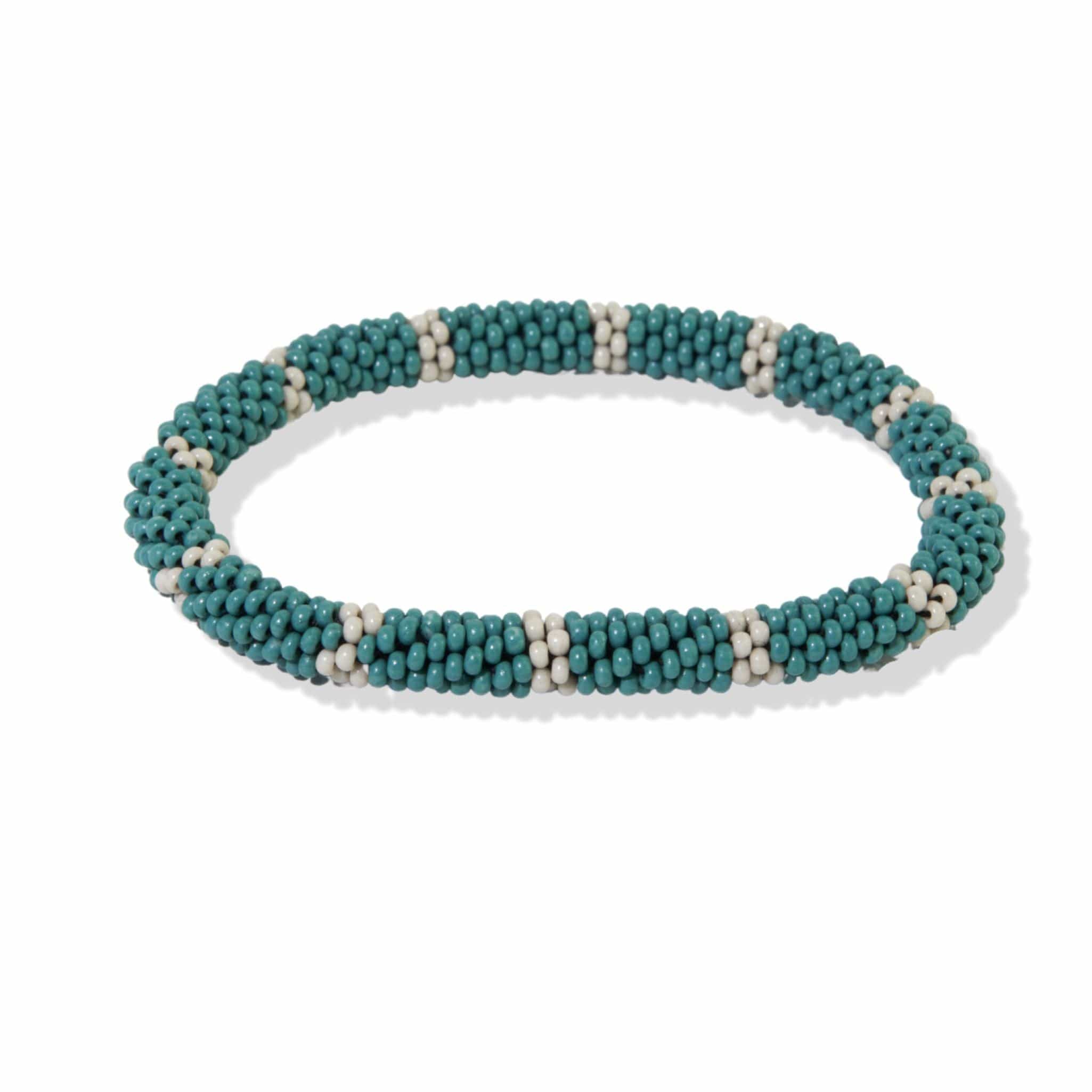 Slide and Stack Bracelet Teal/Ivory