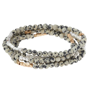 Stone Wrap Bracelet/Necklace - Dalmation Gold