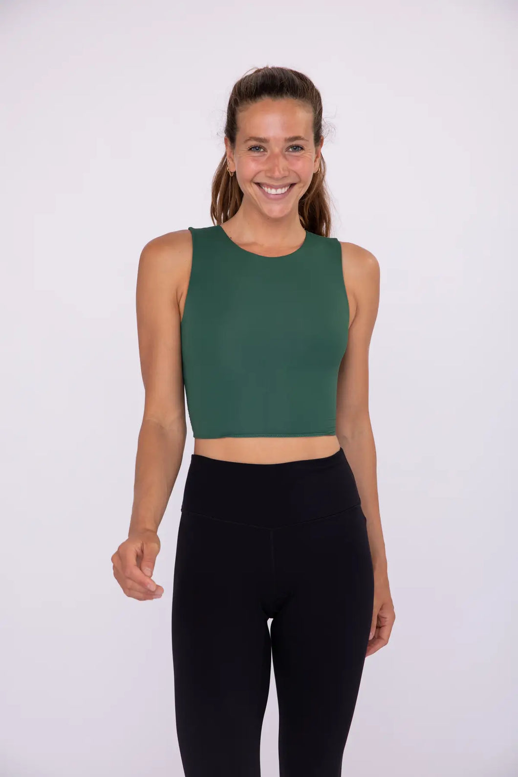Green Cropped Fitted Muscle Tee