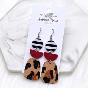 Stripe Red/Tawny Leopard Lylas Earring